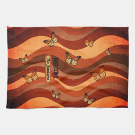 Pano De Prato Borboletas de outono avermelhadas