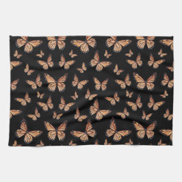 Pano De Prato Borboletas Monarcas em Preto