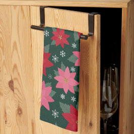Pano De Prato Bright Preppy Christmas Poinsettias Kitchen Towels