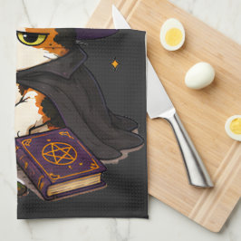Pano De Prato Bruxa Gata Mal-Humorada Halloween