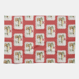 Pano De Prato Cabina e veado de natais vintages