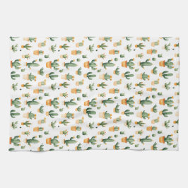 Pano De Prato Cactus Potado em Torre Branca de Cozinha