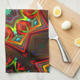 Pano De Prato Caleidoscópio estrelado de oito pontas, amarelo-ve