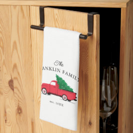 Pano De Prato Caminhão Vintage Vermelho Farmhouse Personalizado