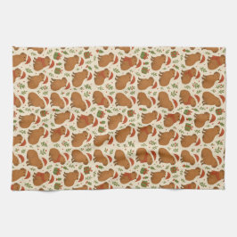 Pano De Prato Capybaras no Natal