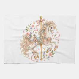 Pano De Prato Cavalo de Carrossel Fofo Arte Vintage