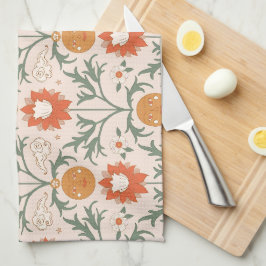 Pano De Prato Celestial Floral Sunburst Seamless Pattern Design