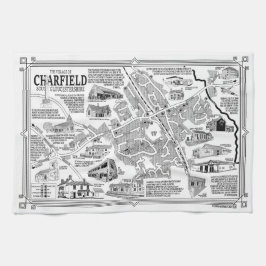 Pano De Prato Charfield Village Map Tea Towel