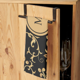 Pano De Prato Chic Dourado Black Royal Monographic Damask