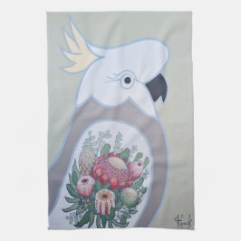 Pano De Prato Cockatoo com Waratah Tattoo Tea Towel