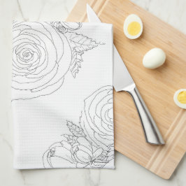 Pano De Prato Coleção floral a preto e branco