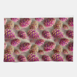 Pano De Prato Cones cor-de-rosa-inverno com acentos de Ouro