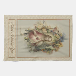 Pano De Prato Coração sagrado da acção de graças floral do