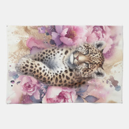 Pano De Prato Couve-leopardo e toalha-Rosa