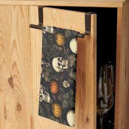 Pano De Prato Crânios Botânicos do Halloween