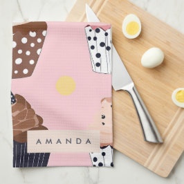 Pano De Prato Cupcake doçoso personalizado monograma