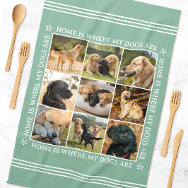 Pano De Prato Custom Text Photo Collage Pet Dog Love Soft Green