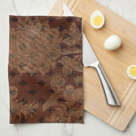 Pano De Prato Damasco de outono escuro