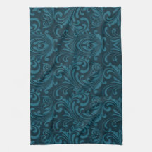 Dark teal floral damask pattern