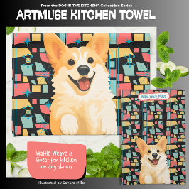 Pano De Prato DENNY corgi  - ArtMuse Kitchen Towels 