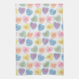 Pano De Prato Dia de os namorados Candy Hearts Kitchen Towel