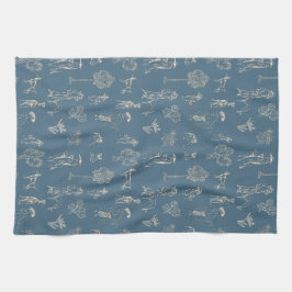 Pano De Prato Dogs Lady Toile de Jouy Dark Turquoise