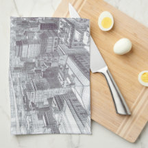 Drawing of New York City Landscape Custom