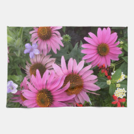 Pano De Prato Echinacea coneflowers tea towel