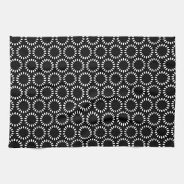 Pano De Prato Elegant Black and White Petal Mandala Pattern