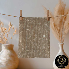 Pano De Prato Elegant Taupe Brown Botanicals Kitchen Towel