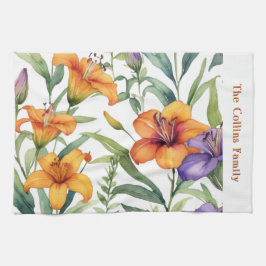 Pano De Prato Elegantes Flores Botânicas Lírios Florais Lírios