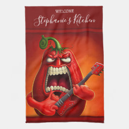 Pano De Prato Engraçado Monstro Red Bell Pepper Guitar