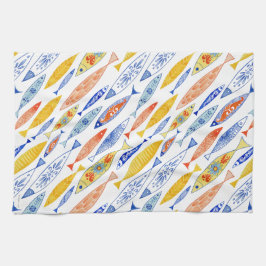 Pano De Prato Escola de Verão de Tea Towel de Peixe