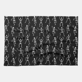 Pano De Prato Esqueletos Dançantes Pretos e Brancos