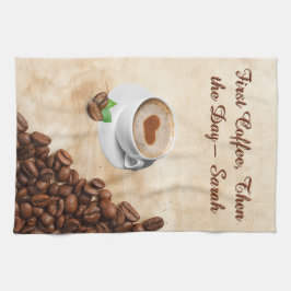 Pano De Prato First Coffee, Then the Day – Sarah Kitchen Towel