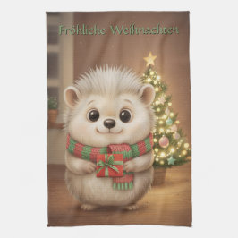 Pano De Prato Flauschiger Igel Freude zu Weihnachten