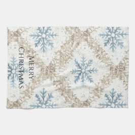 Pano De Prato Flocos de neve de Natal com Creme Azul