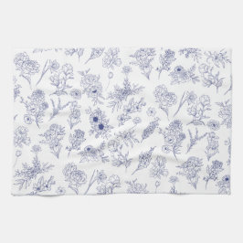 Pano De Prato Floral Blue and White Classical Tea Towel