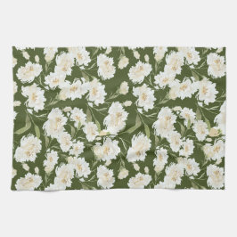Pano De Prato Floral creme e oliva