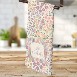 Pano De Prato Floral Plaid Kitchen Towel –Cottagecore Dish Towel