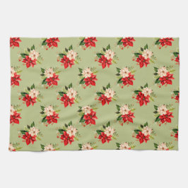 Pano De Prato Flores de Poinsettia Férias de Natal