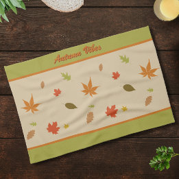Pano De Prato Folhas Coloridas de Outono com texto personalizado