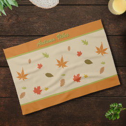 Pano De Prato Folhas Coloridas de Outono com texto personalizado