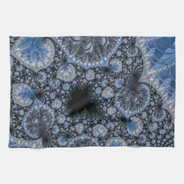 Pano De Prato Fractal azul abstrato preto