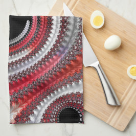 Pano De Prato Fractal Espiral Gradiente abstrato Vermelho e Pret