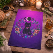 Gata Preta Celestial Mística Roxo Rosa