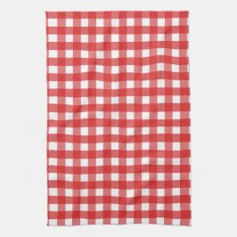 Pano De Prato Gingham vermelho e branco