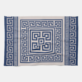 Pano De Prato Grego Meander - Chave Grega - Azul e bege