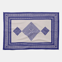 Pano De Prato Grego Meander - Chave Grega - Azul e bege