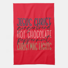 Pano De Prato Jesus Ginger Pão Quente Chocolate Luzes de Natal